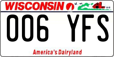WI license plate 006YFS
