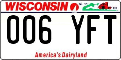 WI license plate 006YFT