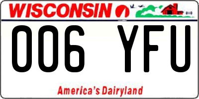 WI license plate 006YFU