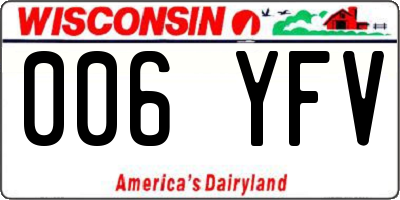 WI license plate 006YFV