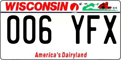 WI license plate 006YFX