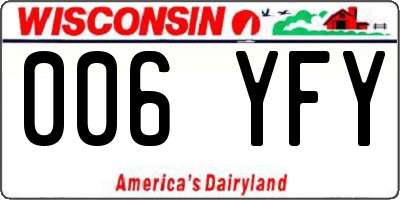 WI license plate 006YFY