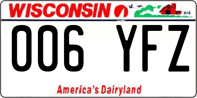 WI license plate 006YFZ
