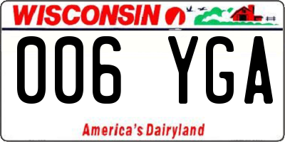 WI license plate 006YGA
