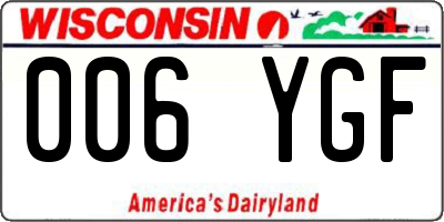 WI license plate 006YGF
