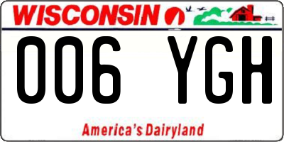 WI license plate 006YGH