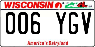 WI license plate 006YGV