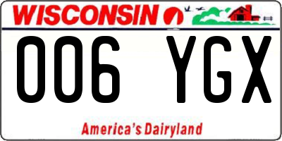 WI license plate 006YGX