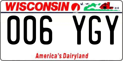 WI license plate 006YGY