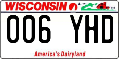 WI license plate 006YHD