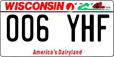 WI license plate 006YHF