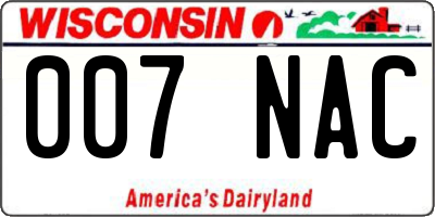 WI license plate 007NAC