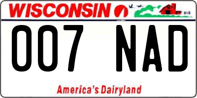 WI license plate 007NAD