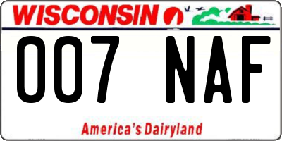 WI license plate 007NAF