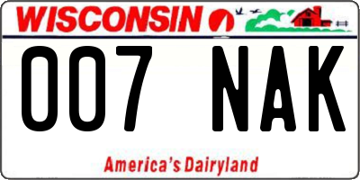 WI license plate 007NAK