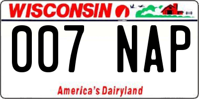 WI license plate 007NAP