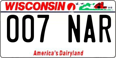 WI license plate 007NAR