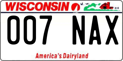 WI license plate 007NAX
