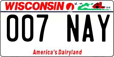 WI license plate 007NAY