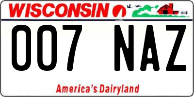 WI license plate 007NAZ