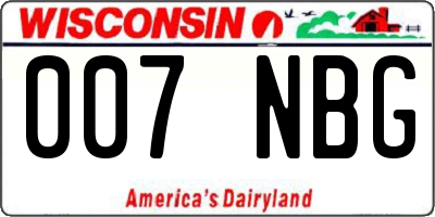 WI license plate 007NBG