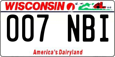 WI license plate 007NBI