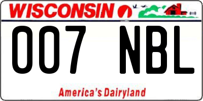 WI license plate 007NBL