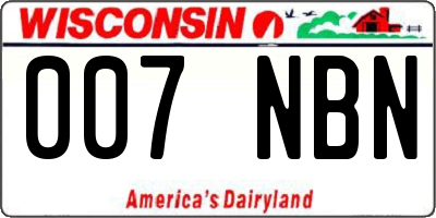 WI license plate 007NBN