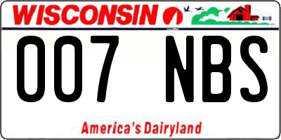 WI license plate 007NBS