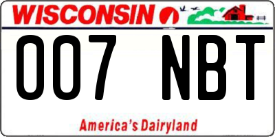 WI license plate 007NBT