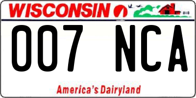 WI license plate 007NCA