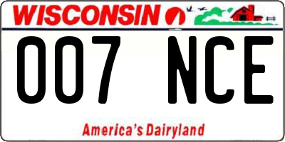 WI license plate 007NCE