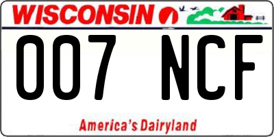 WI license plate 007NCF