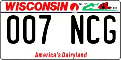 WI license plate 007NCG