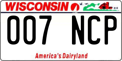 WI license plate 007NCP