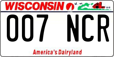WI license plate 007NCR