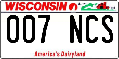 WI license plate 007NCS