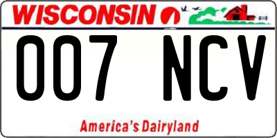 WI license plate 007NCV