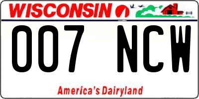 WI license plate 007NCW