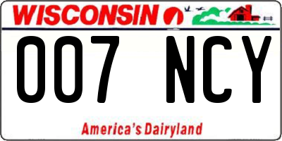 WI license plate 007NCY
