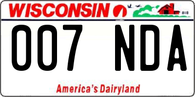 WI license plate 007NDA