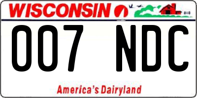 WI license plate 007NDC