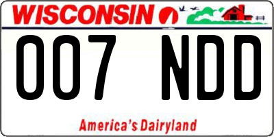 WI license plate 007NDD