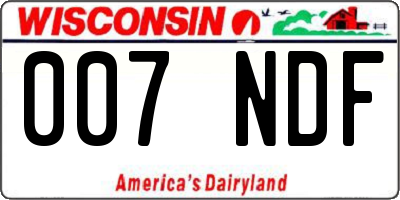 WI license plate 007NDF