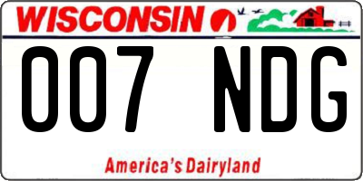 WI license plate 007NDG