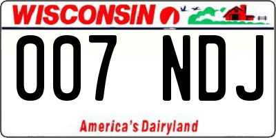 WI license plate 007NDJ