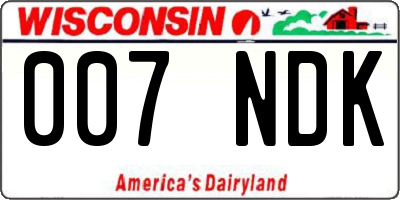 WI license plate 007NDK