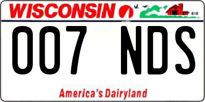 WI license plate 007NDS