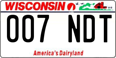WI license plate 007NDT