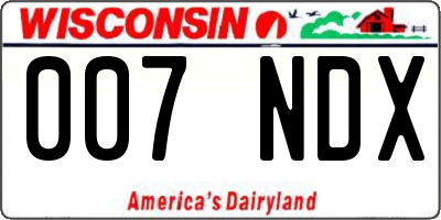 WI license plate 007NDX